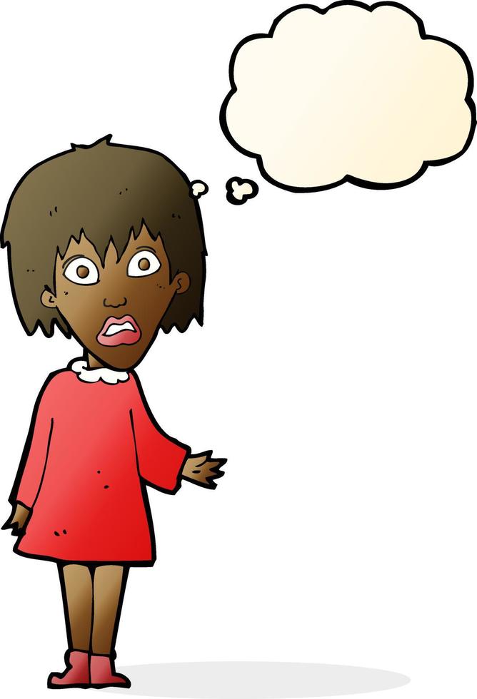 cartoon shocked woman with thought bubble vector