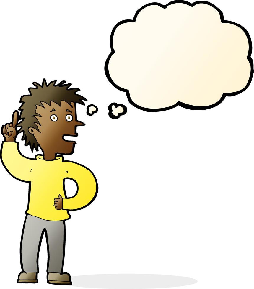 cartoon boy with idea with thought bubble vector