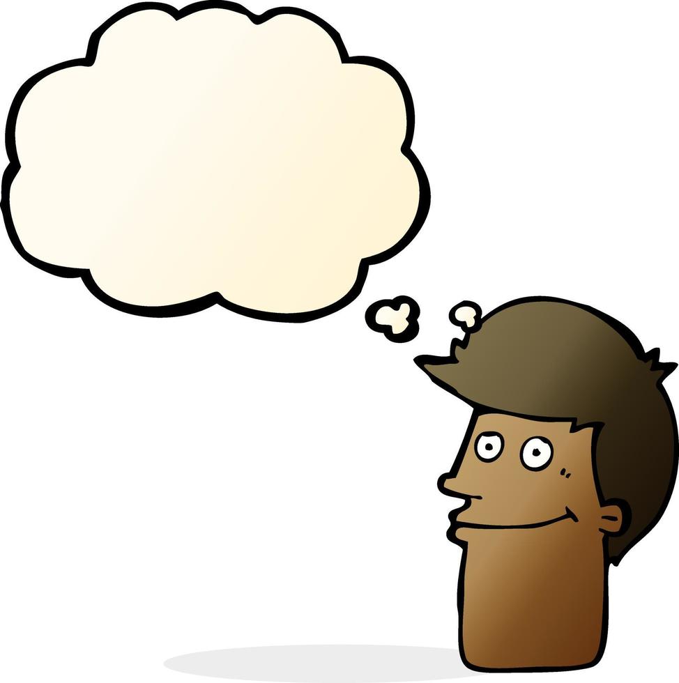 cartoon smiling man with thought bubble vector