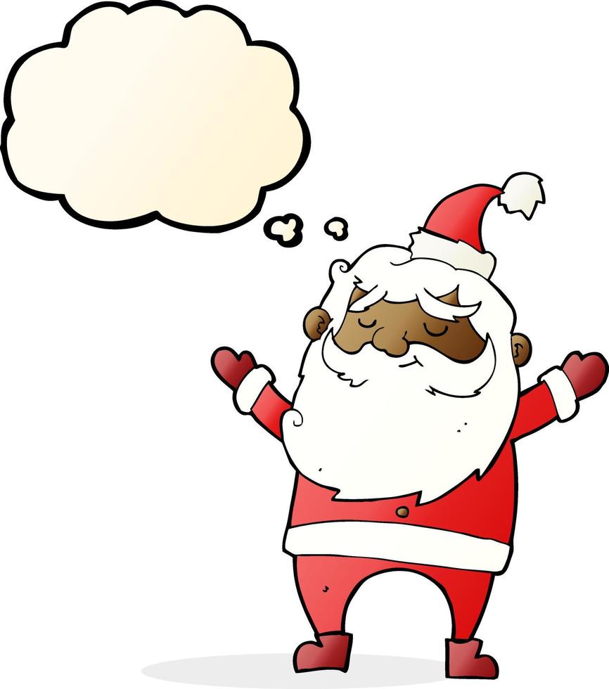 cartoon happy santa claus with thought bubble vector