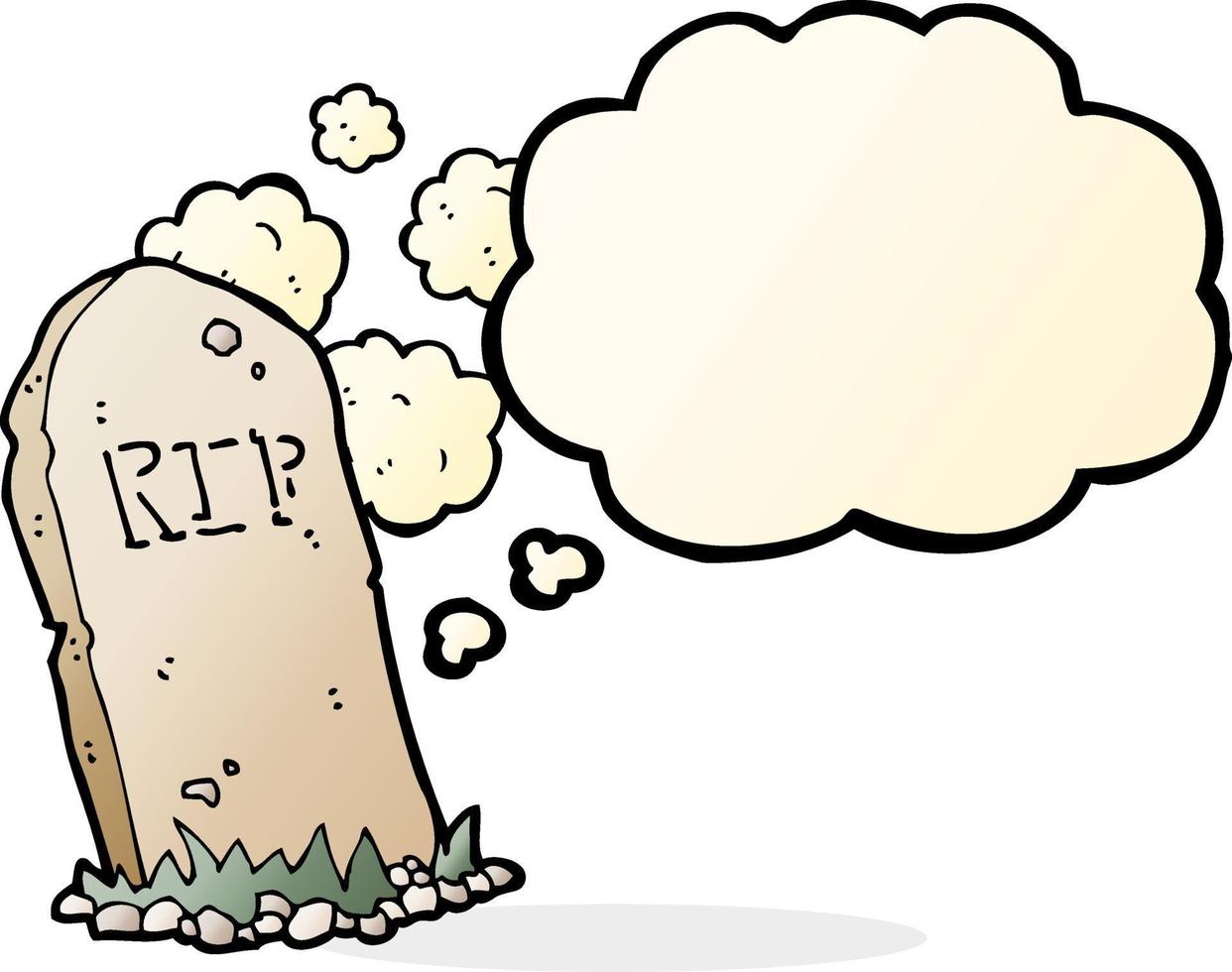 cartoon spooky grave with thought bubble vector