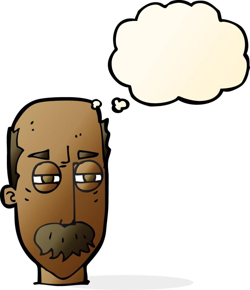 cartoon annoyed old man with thought bubble vector