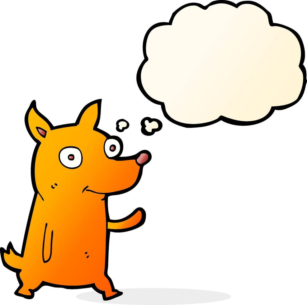 cartoon little dog waving with thought bubble vector