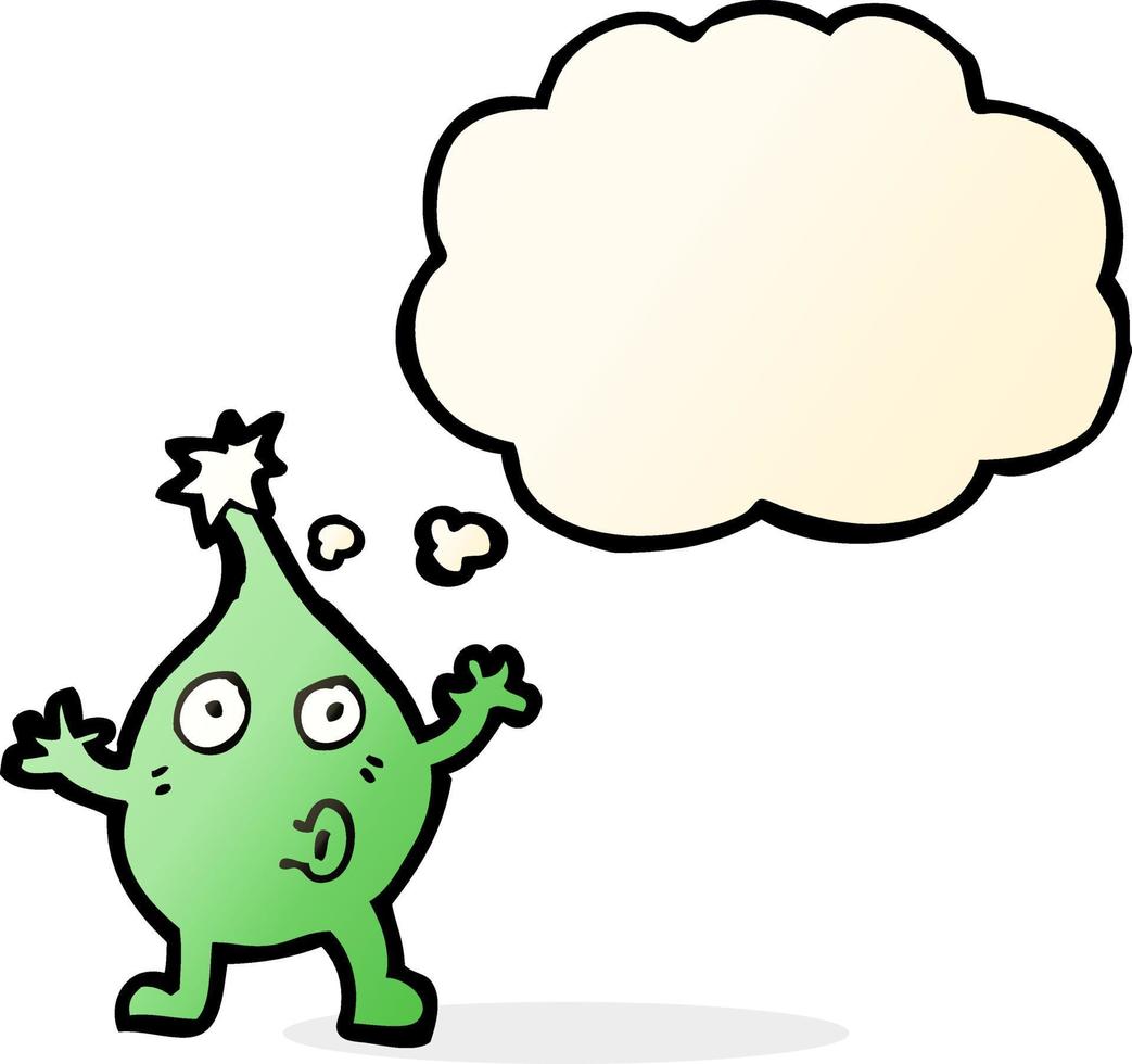 funny cartoon creature with thought bubble vector