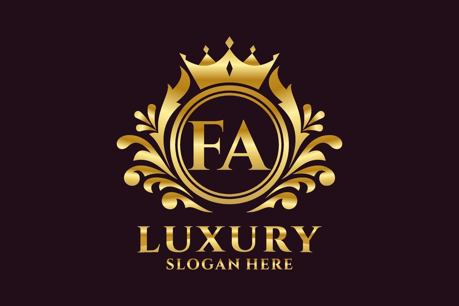 Initial FA Letter Royal Luxury Logo template in vector art for luxurious branding projects and other vector illustration.