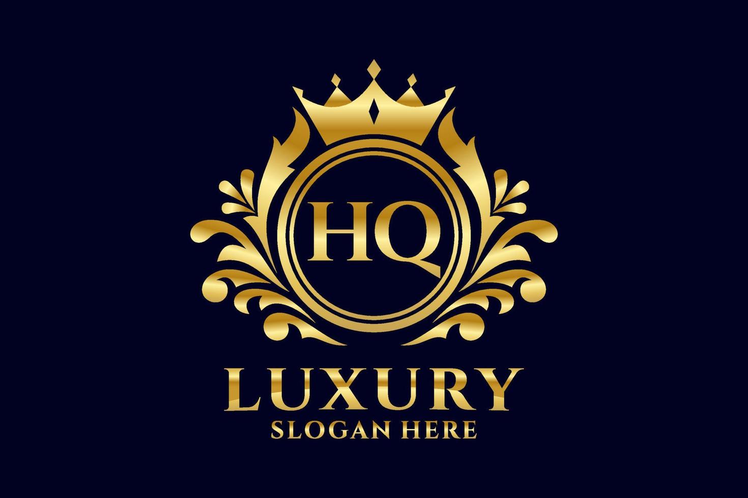 Initial HQ Letter Royal Luxury Logo template in vector art for luxurious branding projects and other vector illustration.
