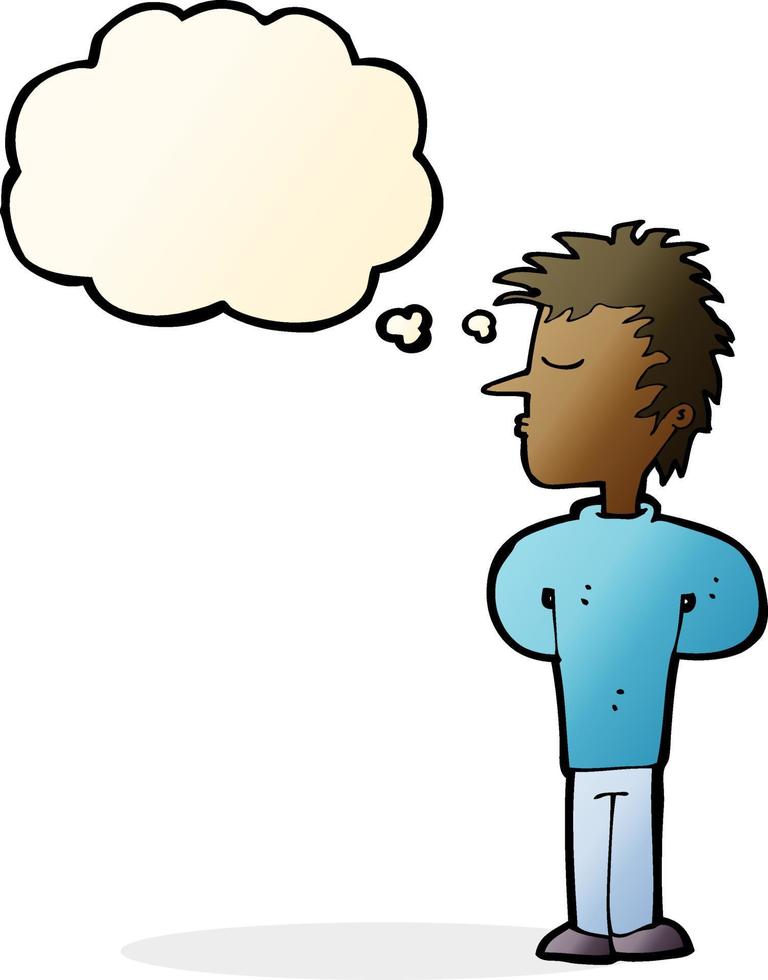 cartoon man ignoring with thought bubble vector
