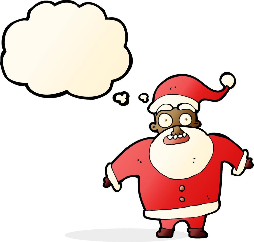 cartoon shocked santa claus with thought bubble vector