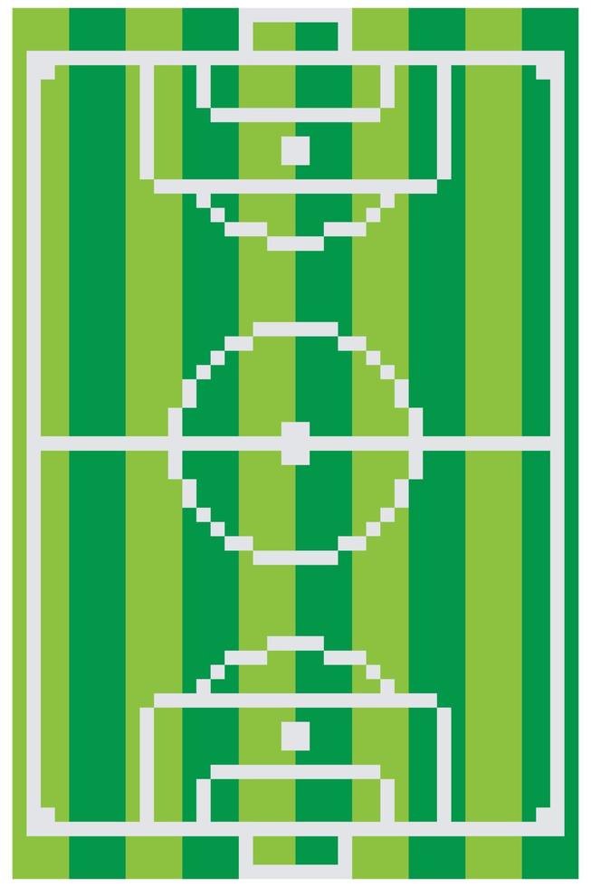 arte de píxeles con campo de fútbol visto desde arriba. vector