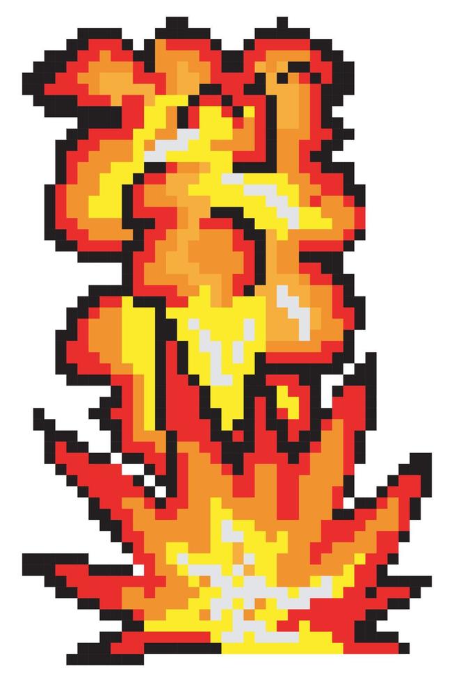 Explosion with pixel art. Vector illustration.