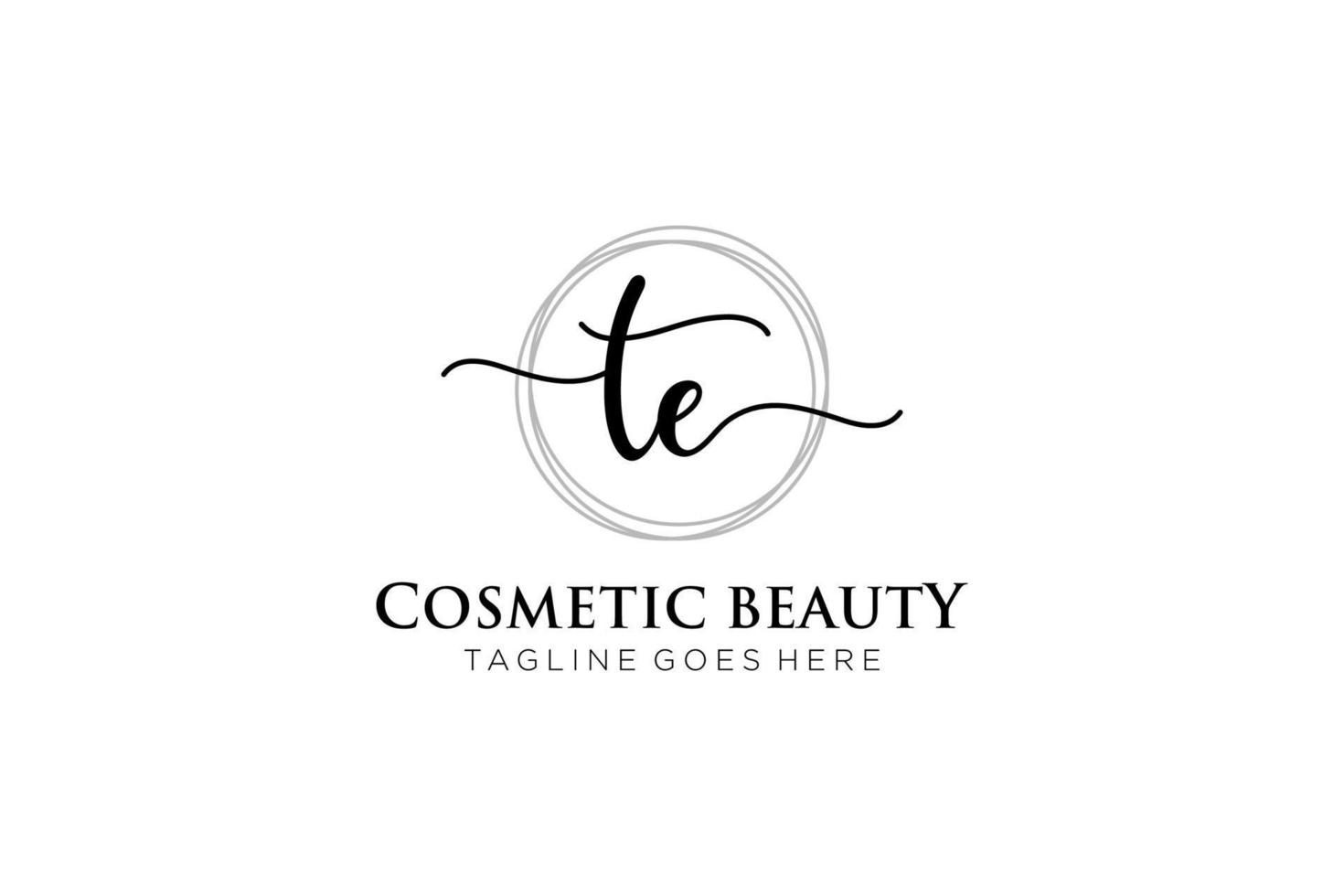 initial TE Feminine logo beauty monogram and elegant logo design, handwriting logo of initial signature, wedding, fashion, floral and botanical with creative template. vector
