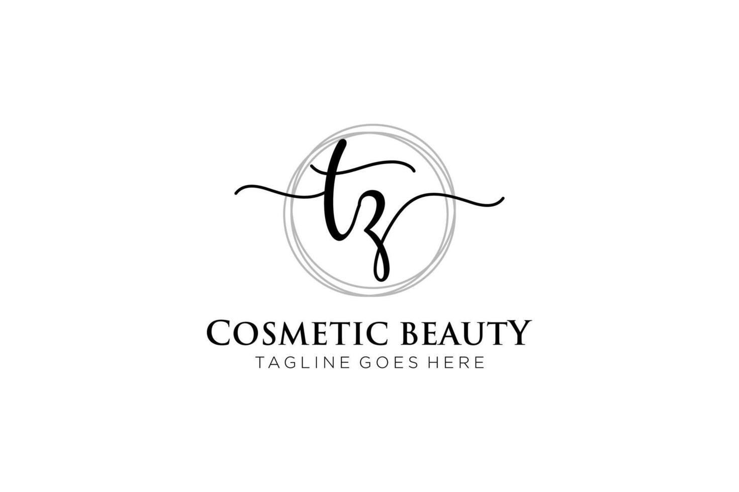 initial TZ Feminine logo beauty monogram and elegant logo design, handwriting logo of initial signature, wedding, fashion, floral and botanical with creative template. vector