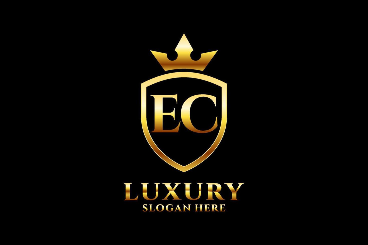 initial EC elegant luxury monogram logo or badge template with scrolls and royal crown - perfect for luxurious branding projects vector