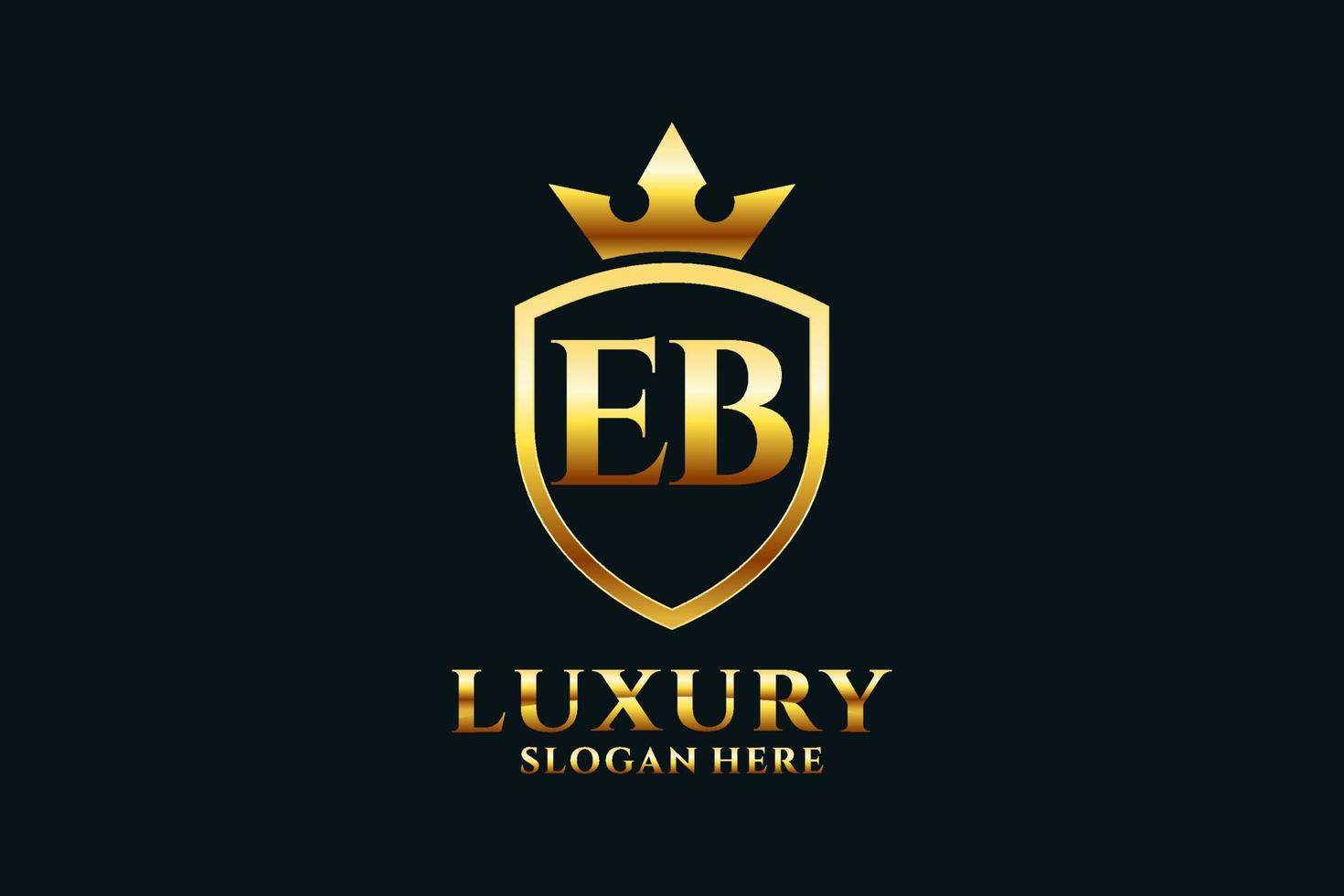 initial EB elegant luxury monogram logo or badge template with scrolls and royal crown - perfect for luxurious branding projects vector