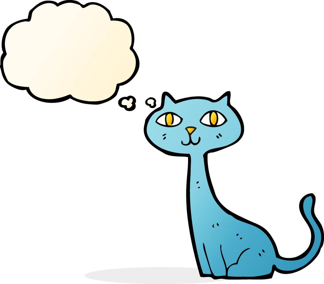 cartoon cat with thought bubble vector