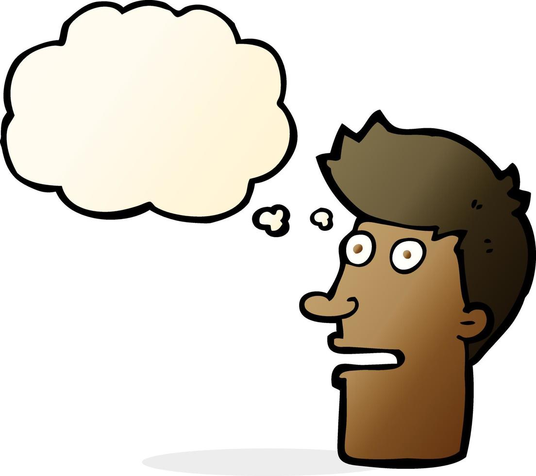 cartoon shocked male face with thought bubble vector