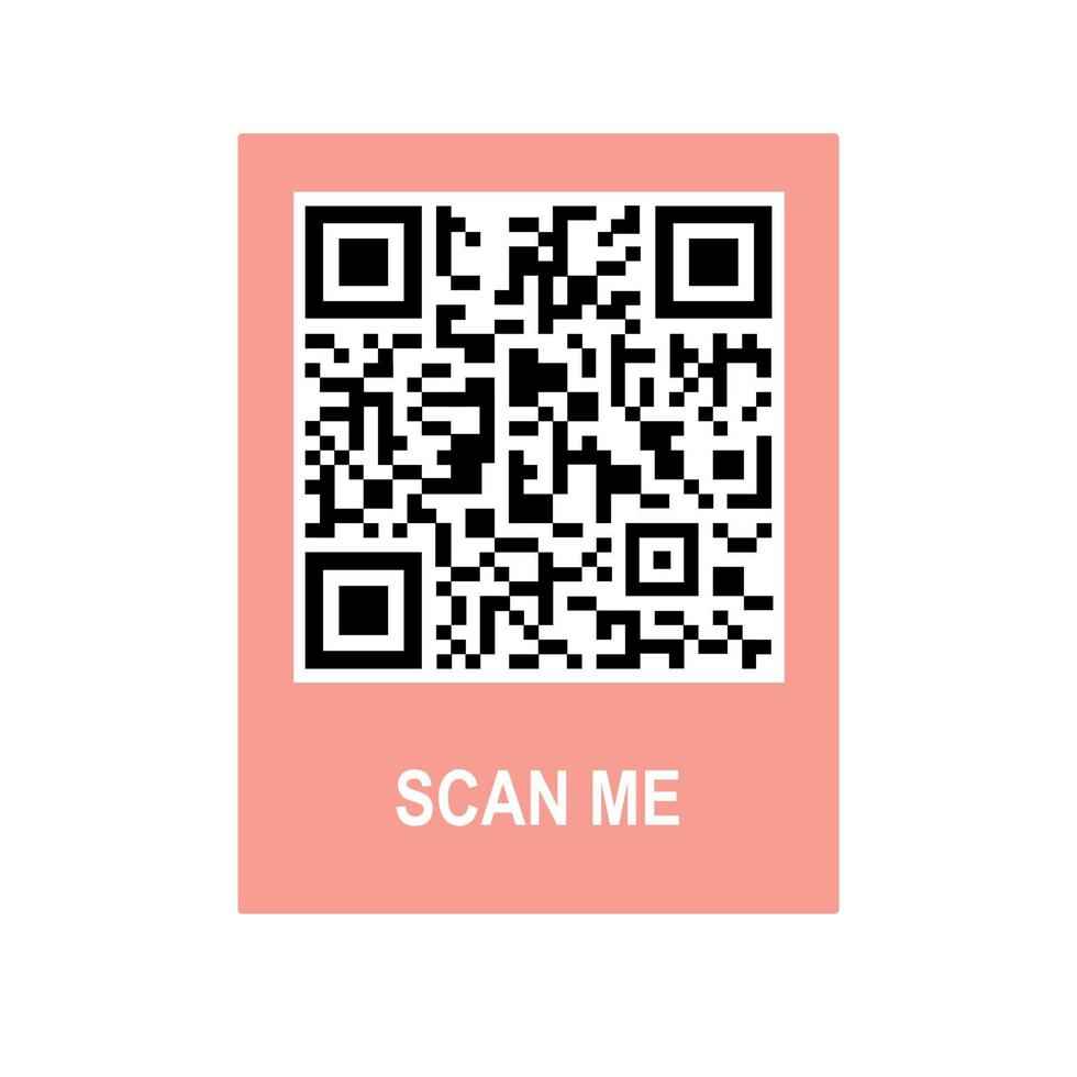 Scan me phone tag. Qrcode for mobile app. QR code for smartphone. Isolated illustration on white background. Vector illustration.