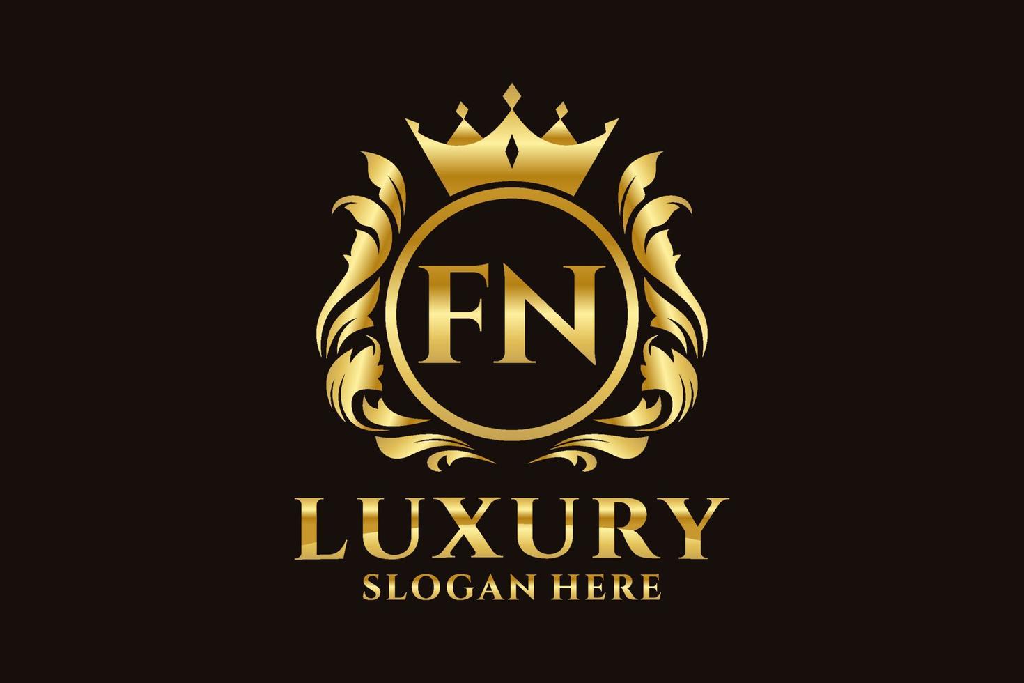 Initial FN Letter Royal Luxury Logo template in vector art for luxurious branding projects and other vector illustration.