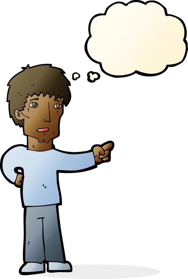cartoon pointing man with thought bubble vector