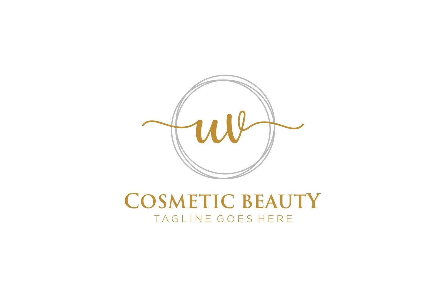 initial UV Feminine logo beauty monogram and elegant logo design, handwriting logo of initial signature, wedding, fashion, floral and botanical with creative template. vector