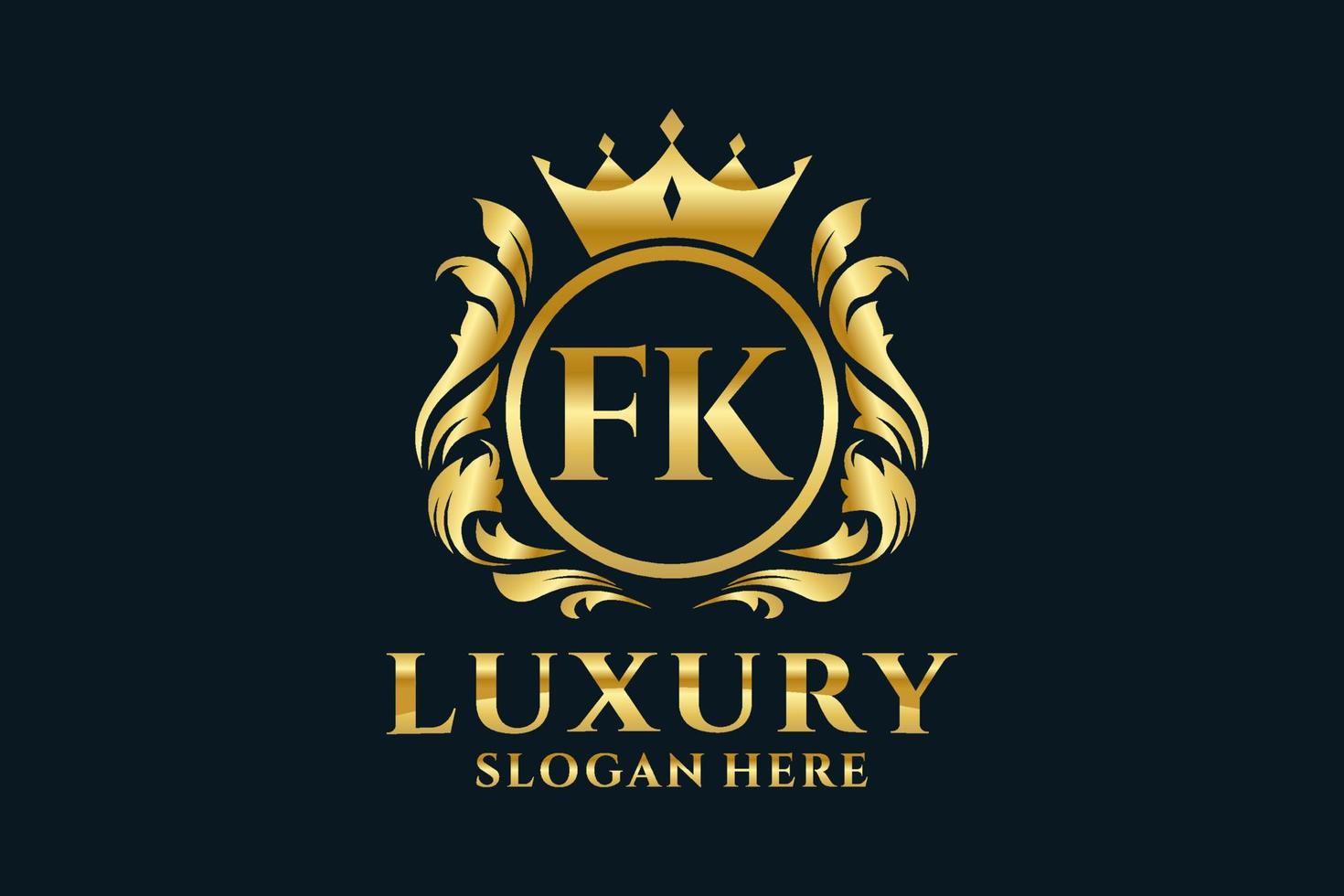 Initial FK Letter Royal Luxury Logo template in vector art for luxurious branding projects and other vector illustration.