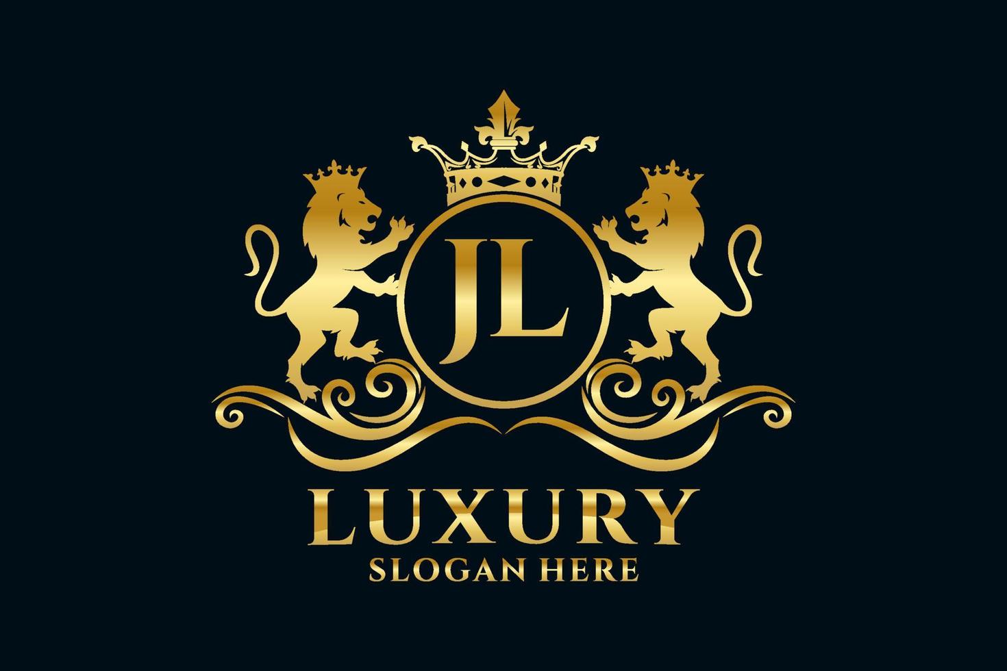 Initial JL Letter Lion Royal Luxury Logo template in vector art for luxurious branding projects and other vector illustration.