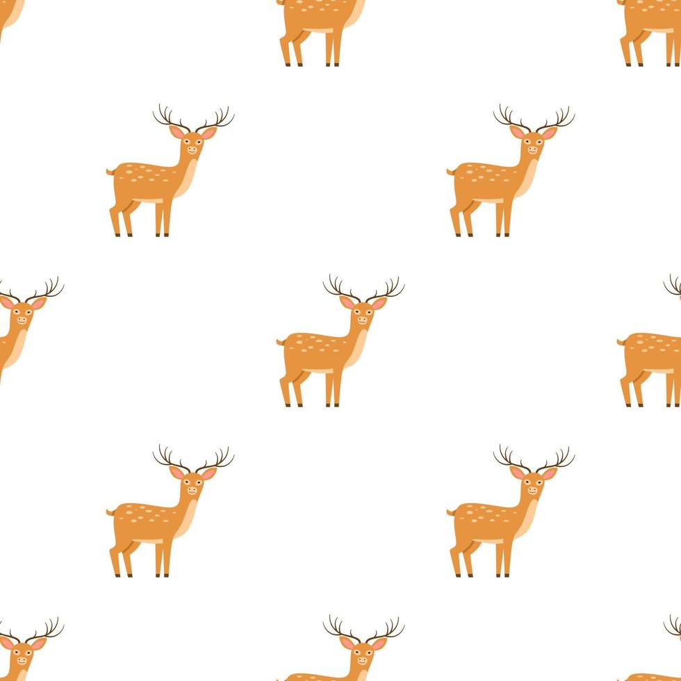 Children s seamless pattern with a deer on white background. vector