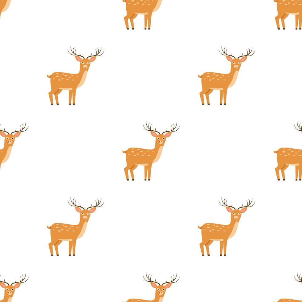 Children s seamless pattern with a deer on white background. vector