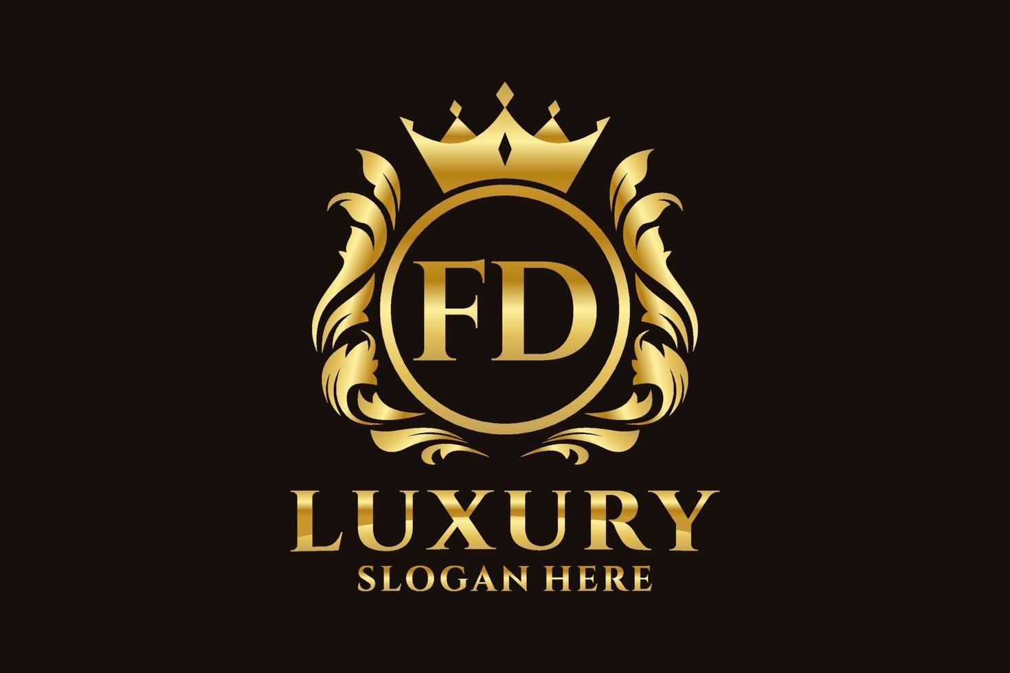 Initial FD Letter Royal Luxury Logo template in vector art for luxurious branding projects and other vector illustration.