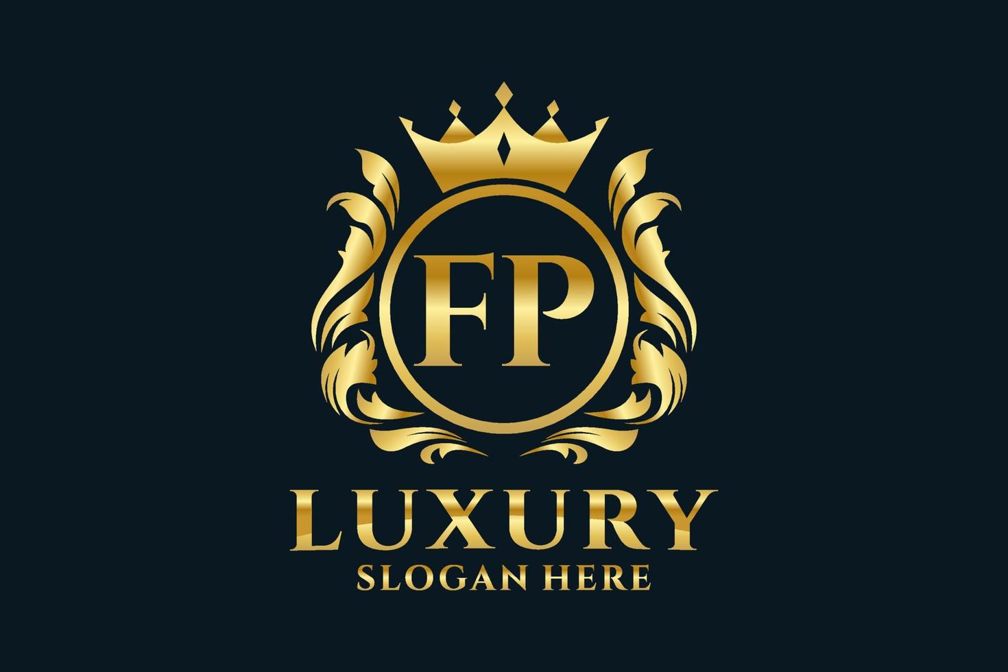 Initial FP Letter Royal Luxury Logo template in vector art for luxurious branding projects and other vector illustration.
