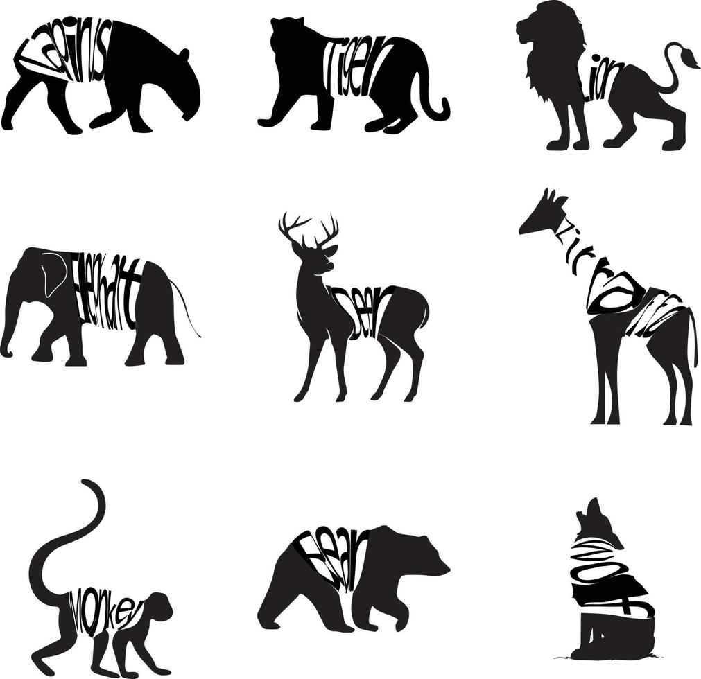 tipografía animal silueta vector