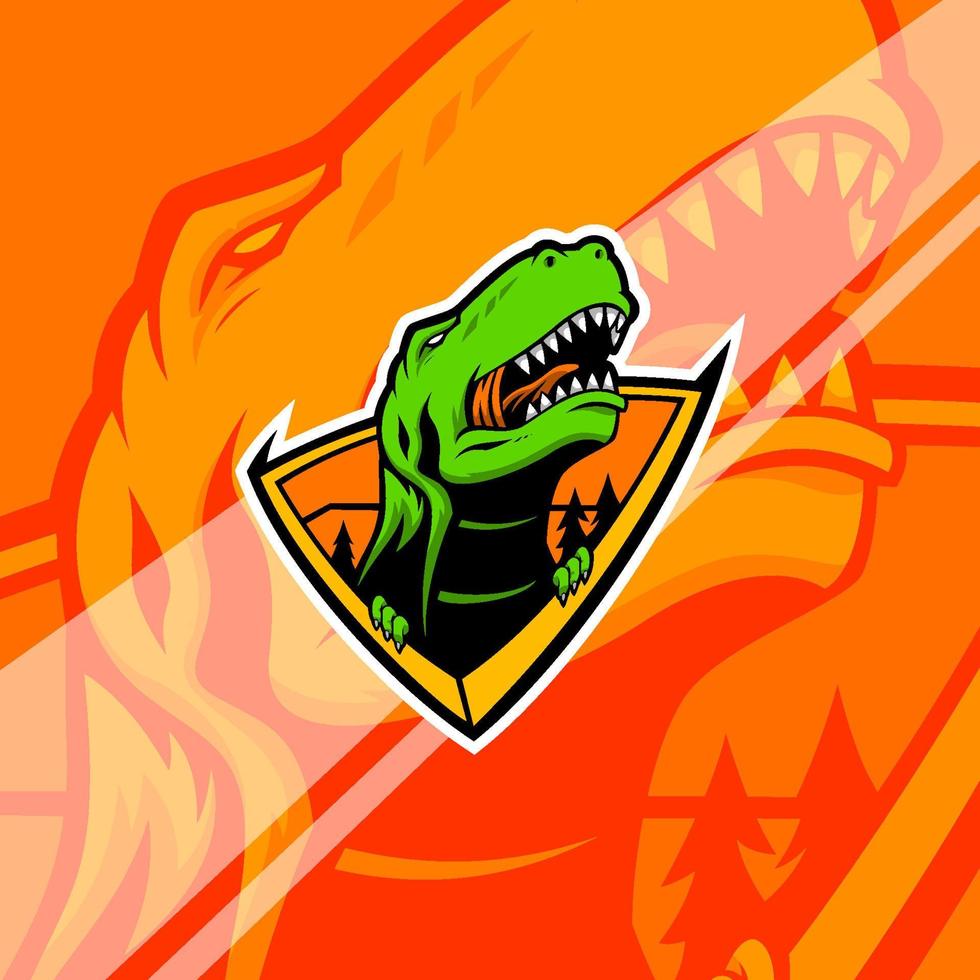 enojado t-rex dinosaurio esport juego mascota logo ilustración. mascota tiranosaurio rex. vector