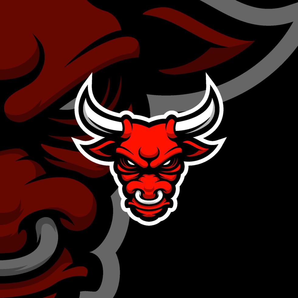 Red bull head esport gaming mascot logo illustration vector