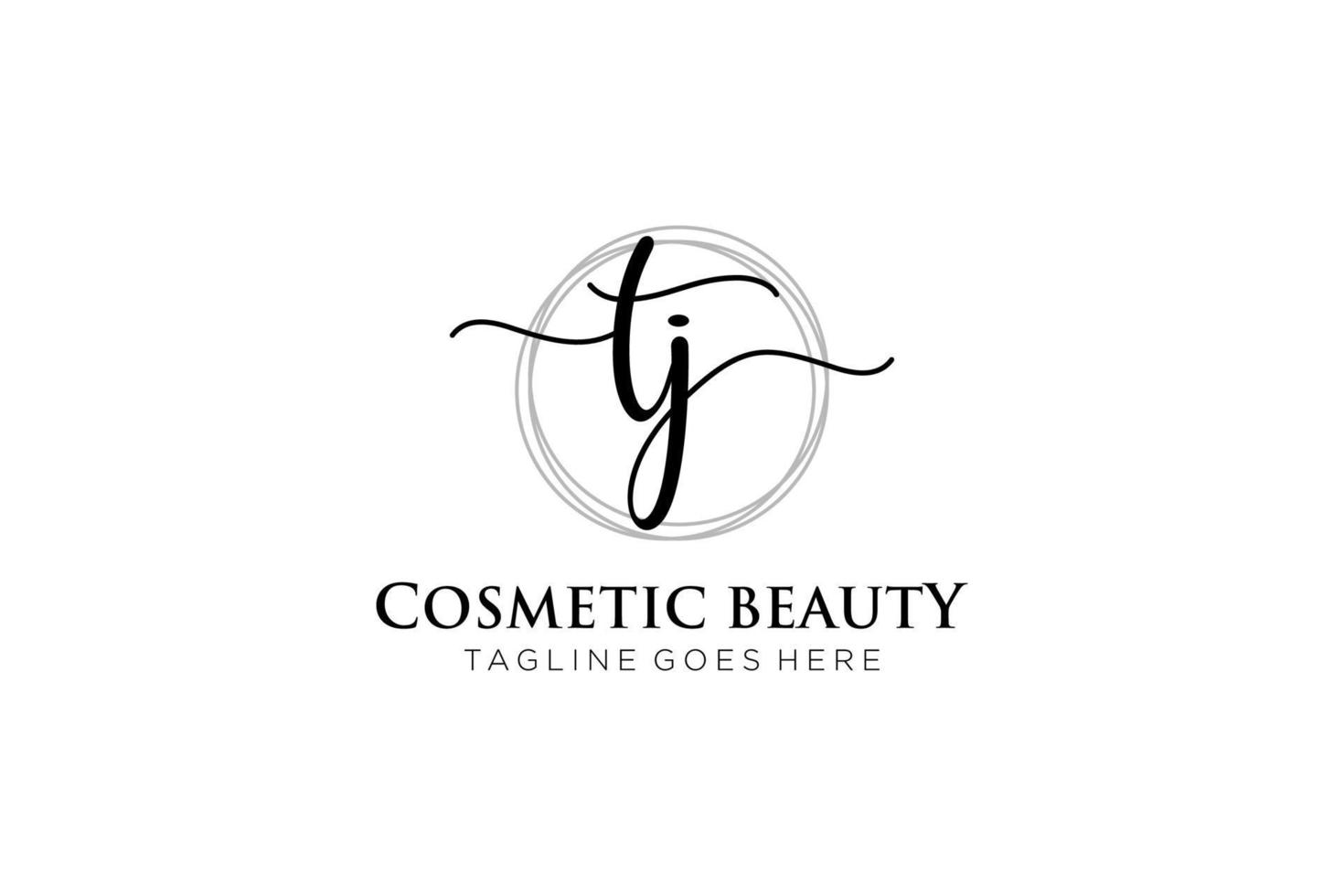 initial TJ Feminine logo beauty monogram and elegant logo design, handwriting logo of initial signature, wedding, fashion, floral and botanical with creative template. vector