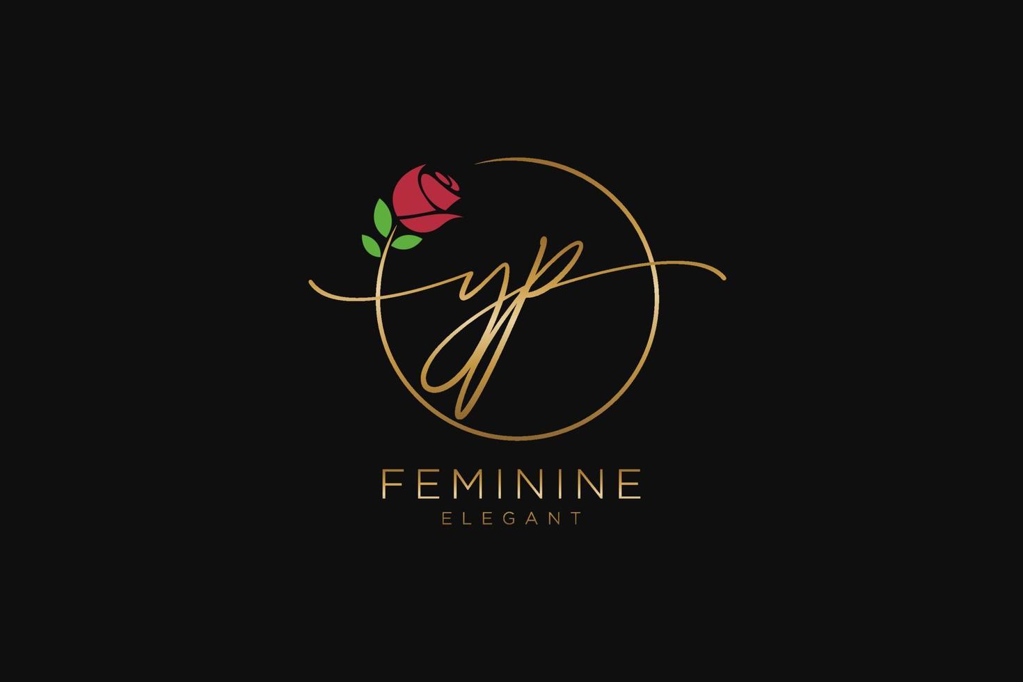 initial YP Feminine logo beauty monogram and elegant logo design, handwriting logo of initial signature, wedding, fashion, floral and botanical with creative template. vector