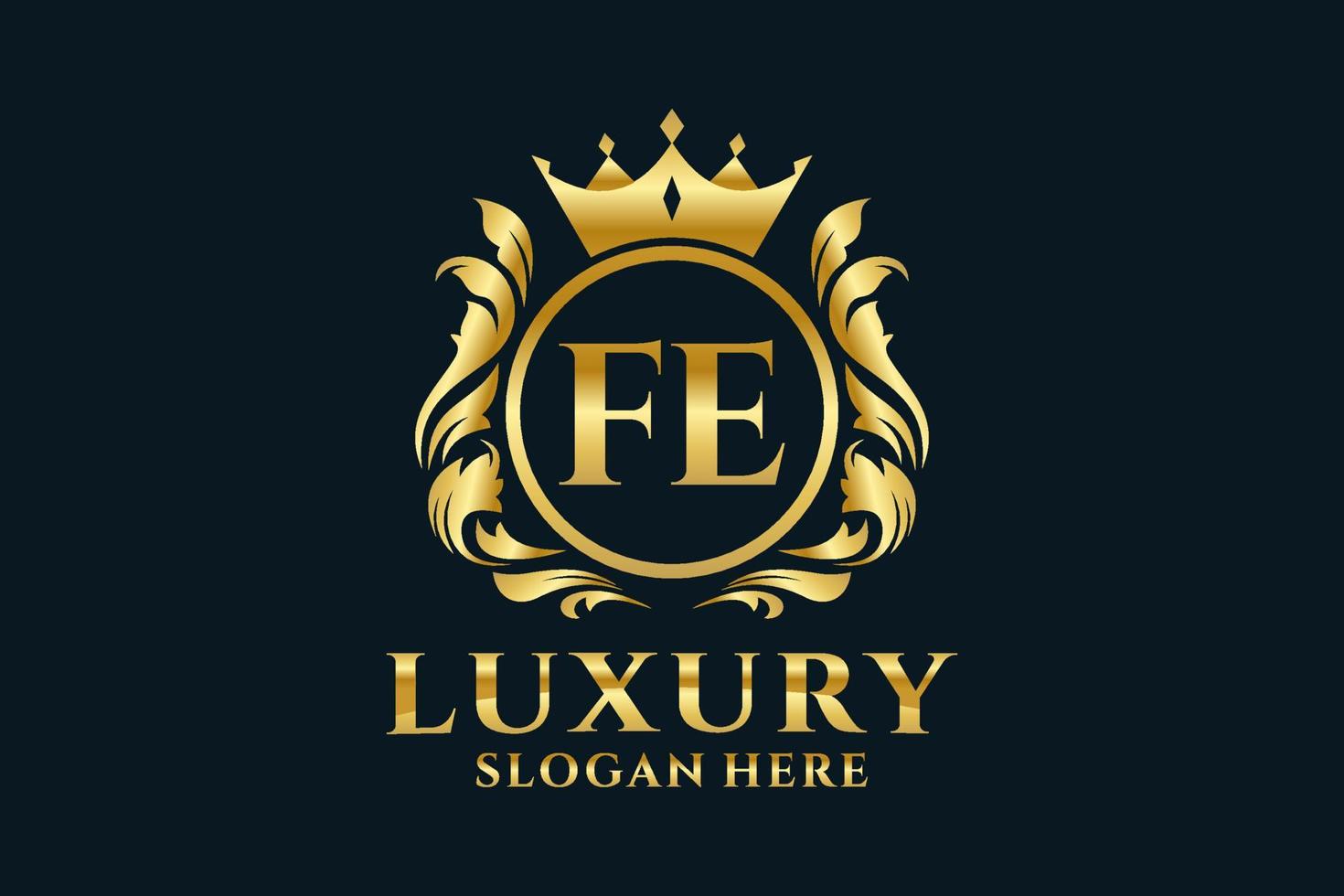Initial FE Letter Royal Luxury Logo template in vector art for luxurious branding projects and other vector illustration.