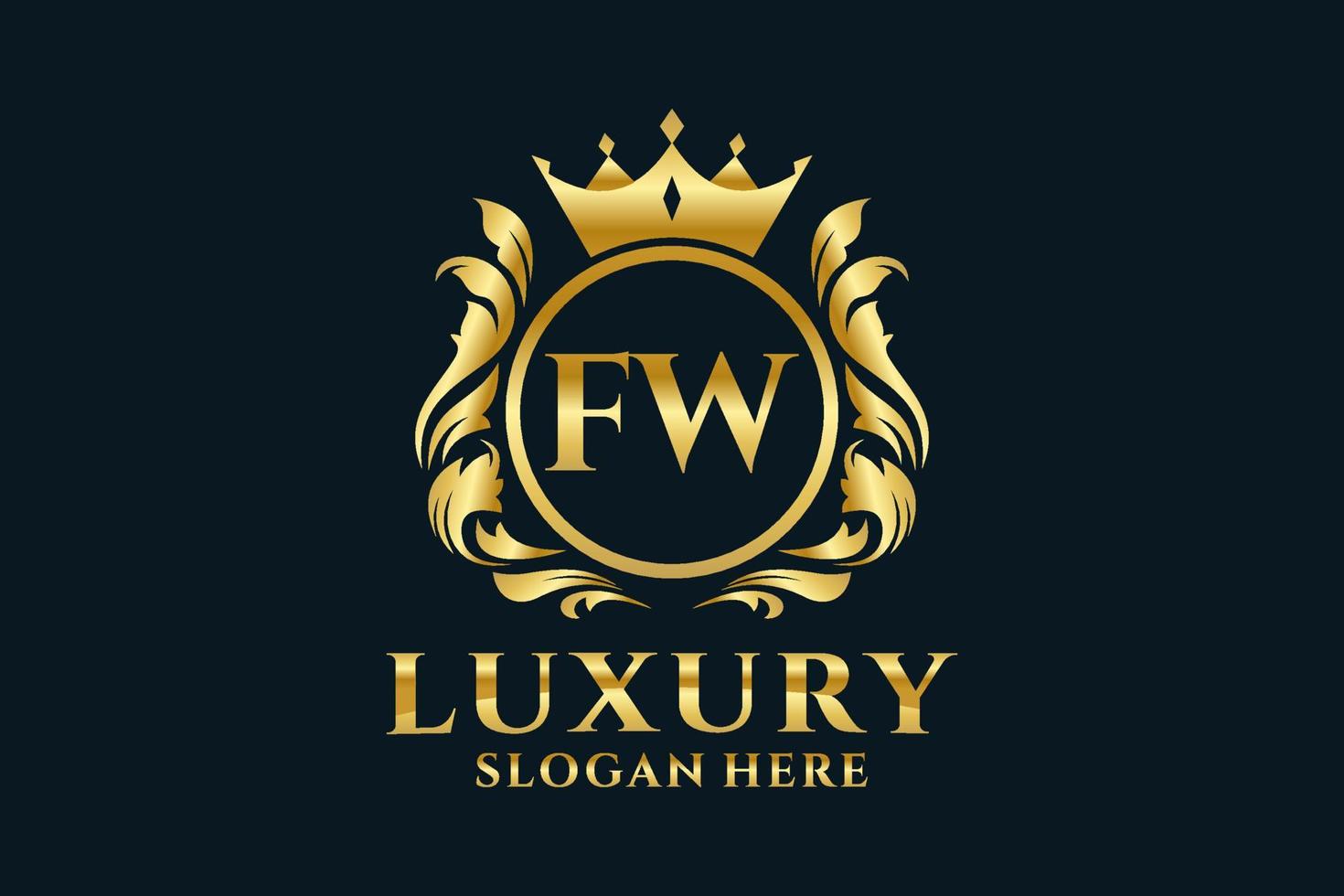 Initial FW Letter Royal Luxury Logo template in vector art for luxurious branding projects and other vector illustration.