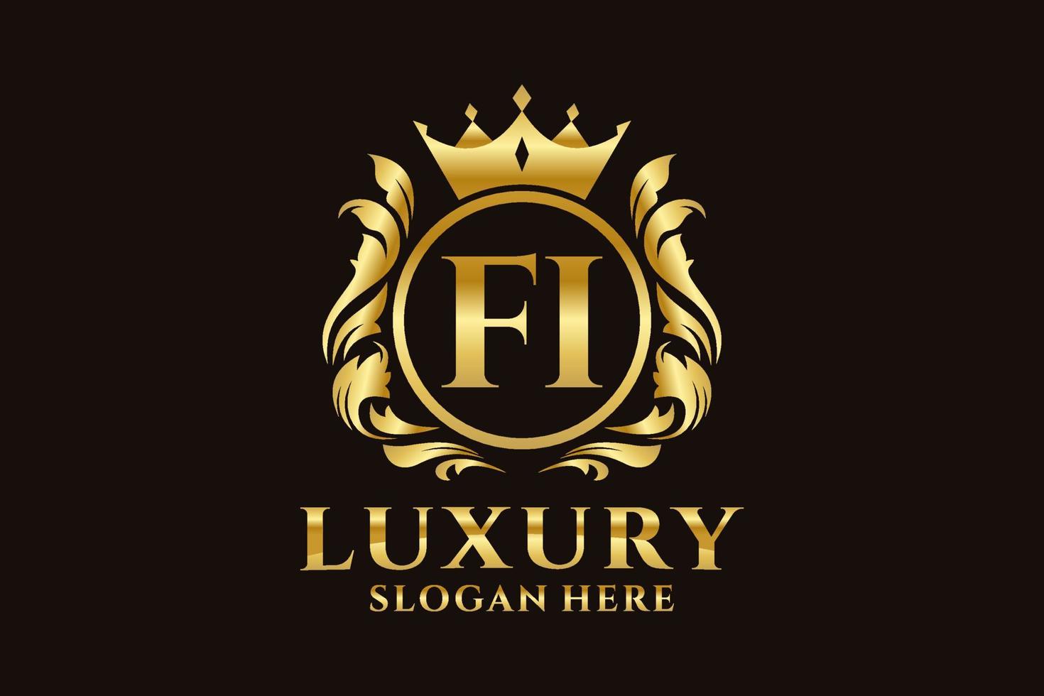 Initial FI Letter Royal Luxury Logo template in vector art for luxurious branding projects and other vector illustration.