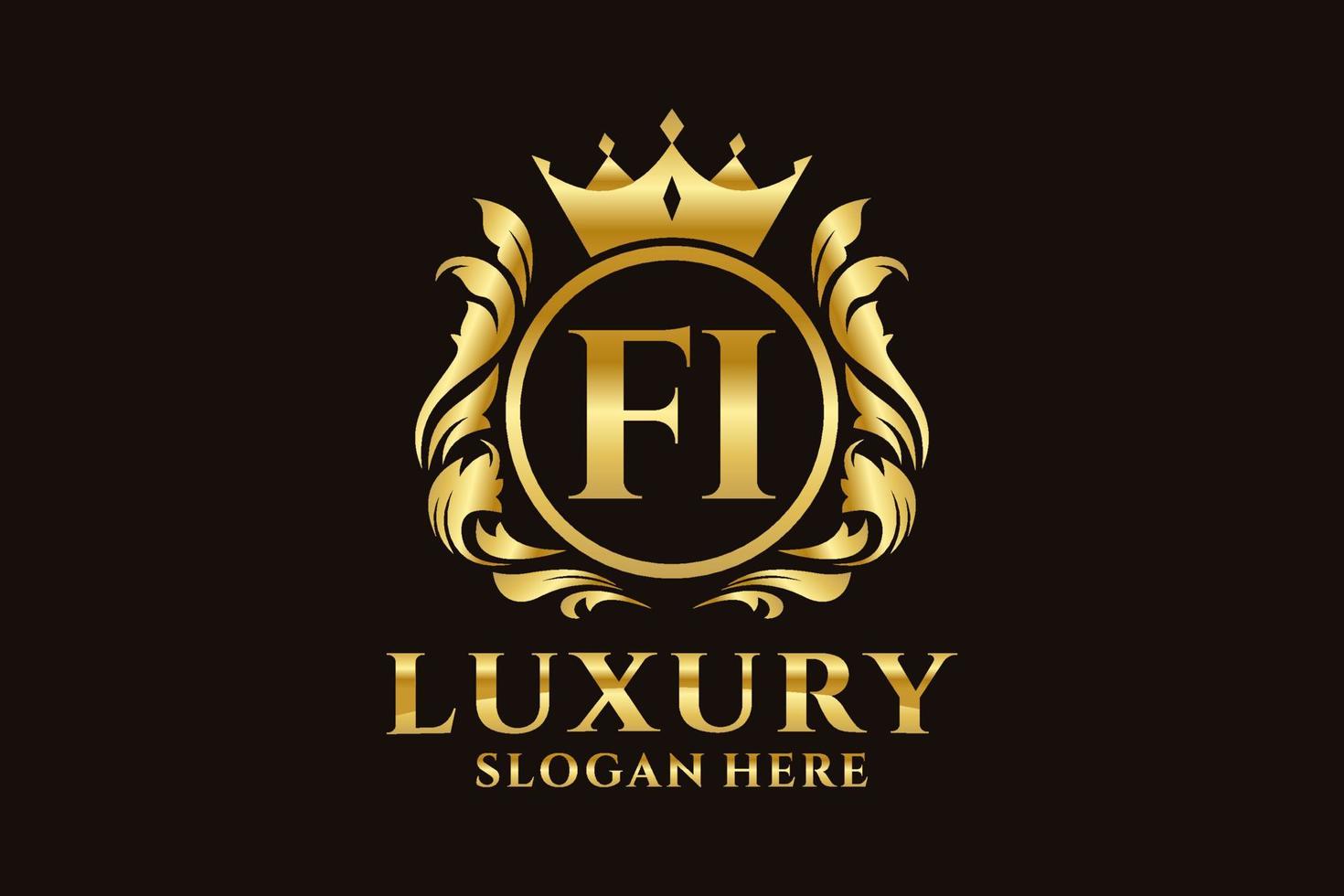 Initial FI Letter Royal Luxury Logo template in vector art for luxurious branding projects and other vector illustration.