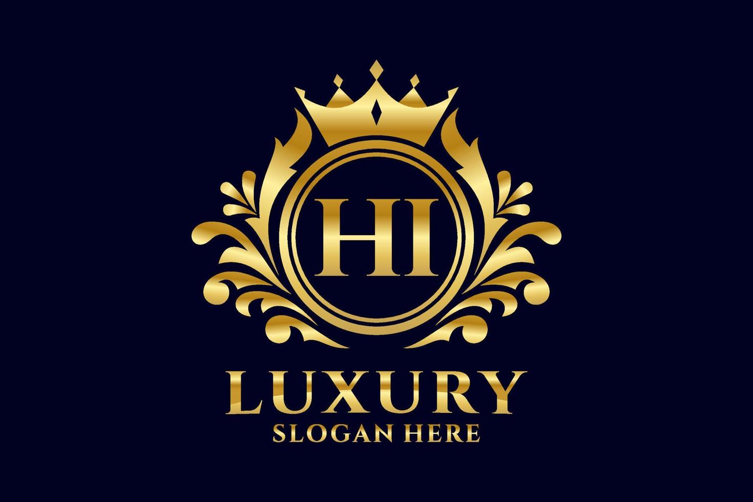 Initial HI Letter Royal Luxury Logo template in vector art for luxurious branding projects and other vector illustration.