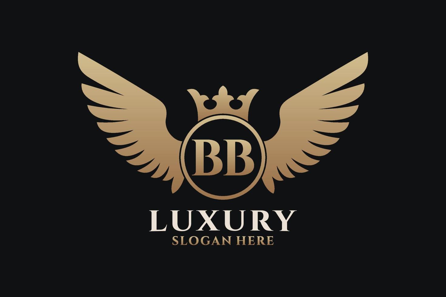 Luxury royal wing Letter BB crest Gold color Logo vector, Victory logo, crest logo, wing logo, vector logo template.