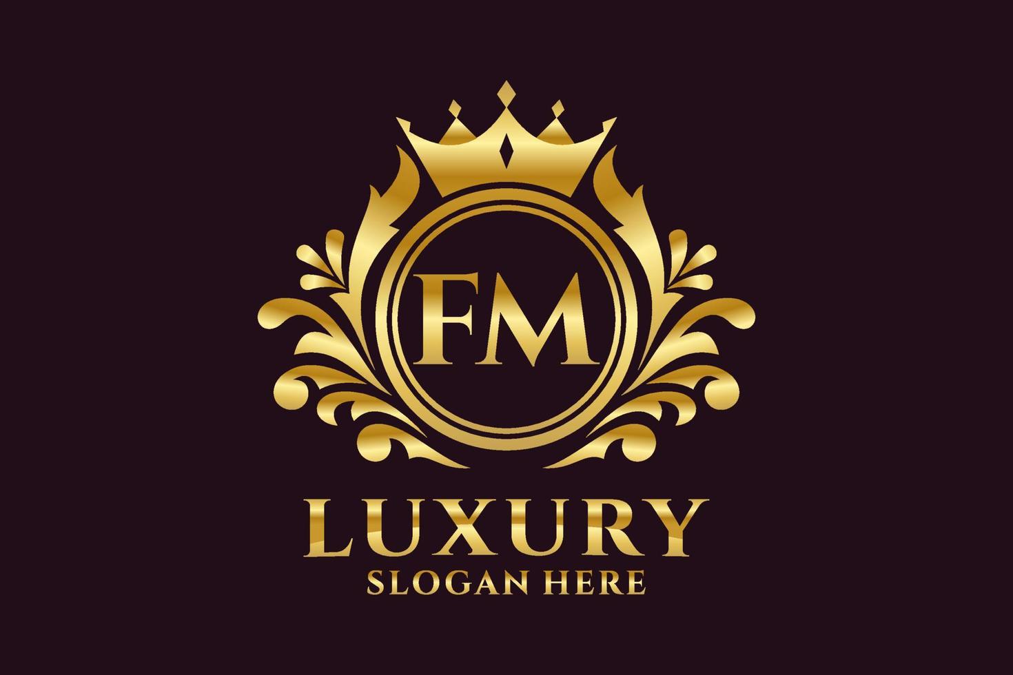 Initial FM Letter Royal Luxury Logo template in vector art for luxurious branding projects and other vector illustration.