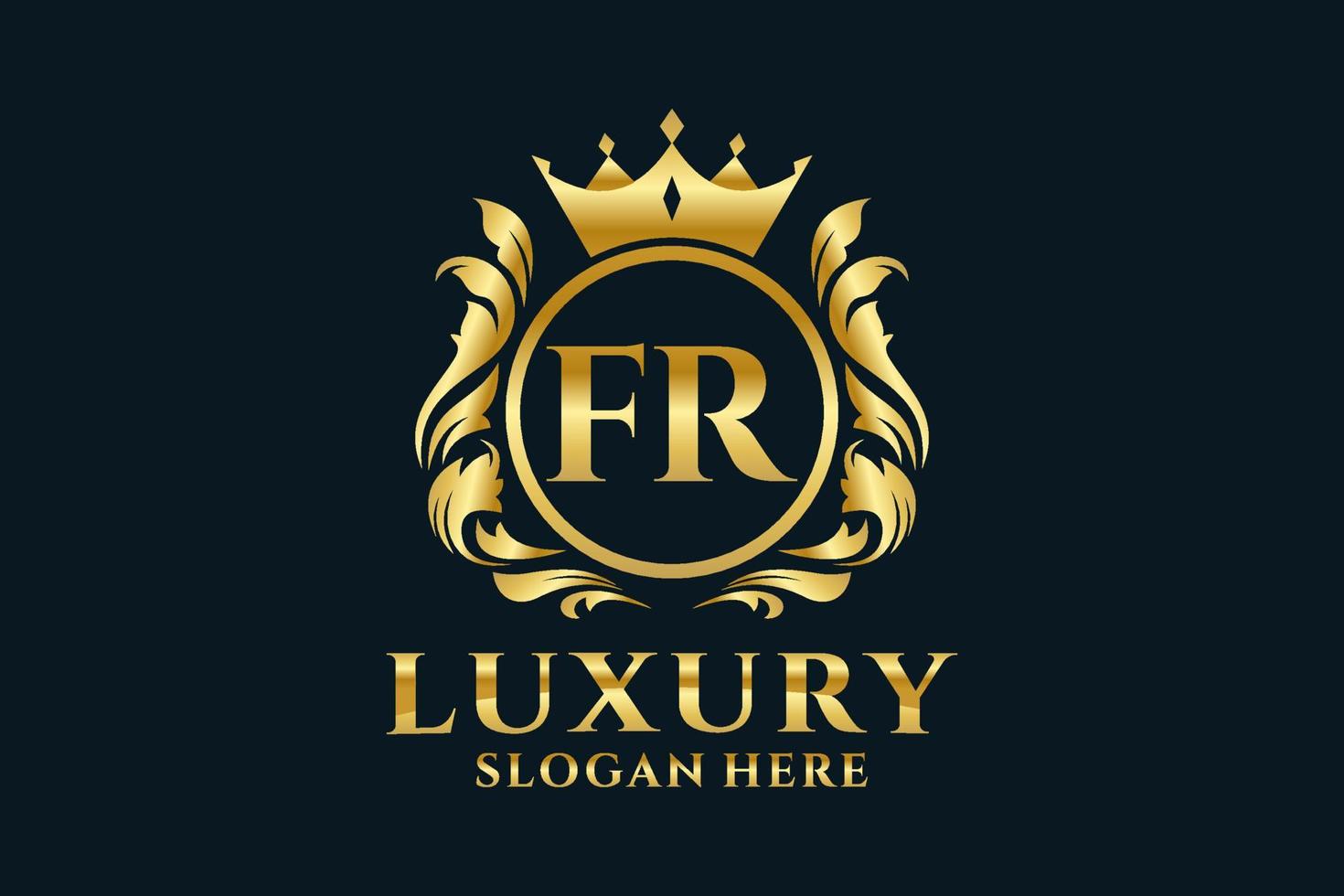 Initial FR Letter Royal Luxury Logo template in vector art for luxurious branding projects and other vector illustration.