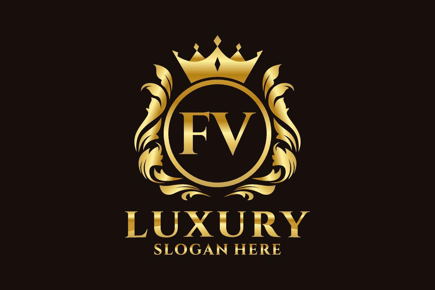 Initial FV Letter Royal Luxury Logo template in vector art for luxurious branding projects and other vector illustration.
