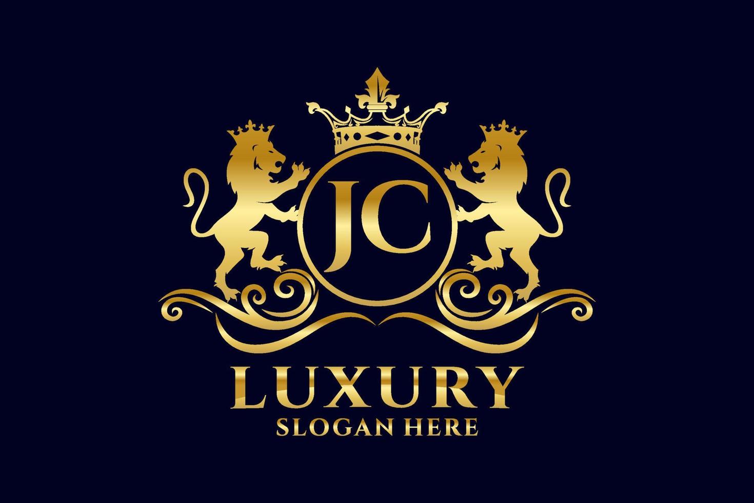 Initial JC Letter Lion Royal Luxury Logo template in vector art for luxurious branding projects and other vector illustration.