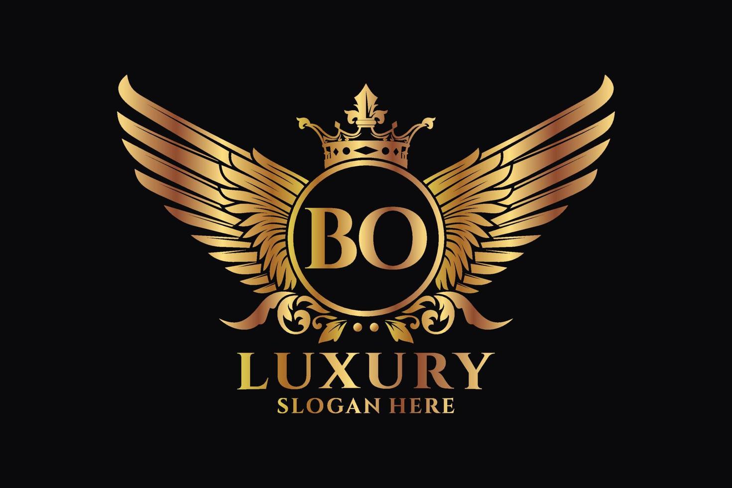Luxury royal wing Letter BO crest Gold color Logo vector, Victory logo, crest logo, wing logo, vector logo template.