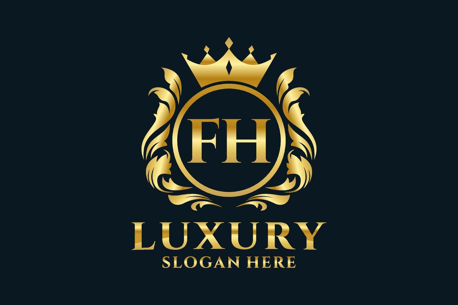 Initial FH Letter Royal Luxury Logo template in vector art for luxurious branding projects and other vector illustration.