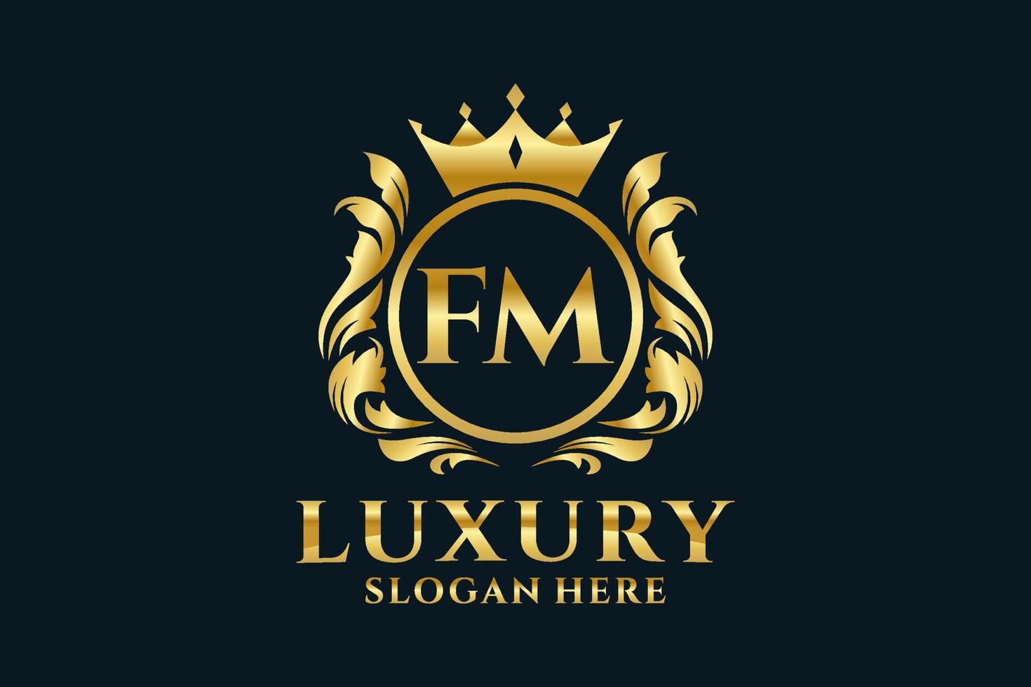 Initial FM Letter Royal Luxury Logo template in vector art for luxurious branding projects and other vector illustration.