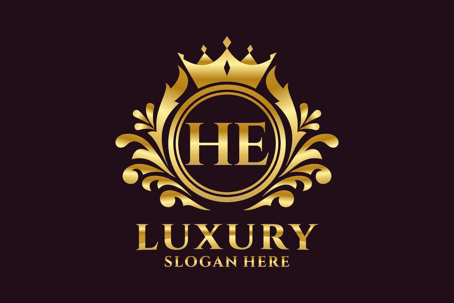 Initial HE Letter Royal Luxury Logo template in vector art for luxurious branding projects and other vector illustration.