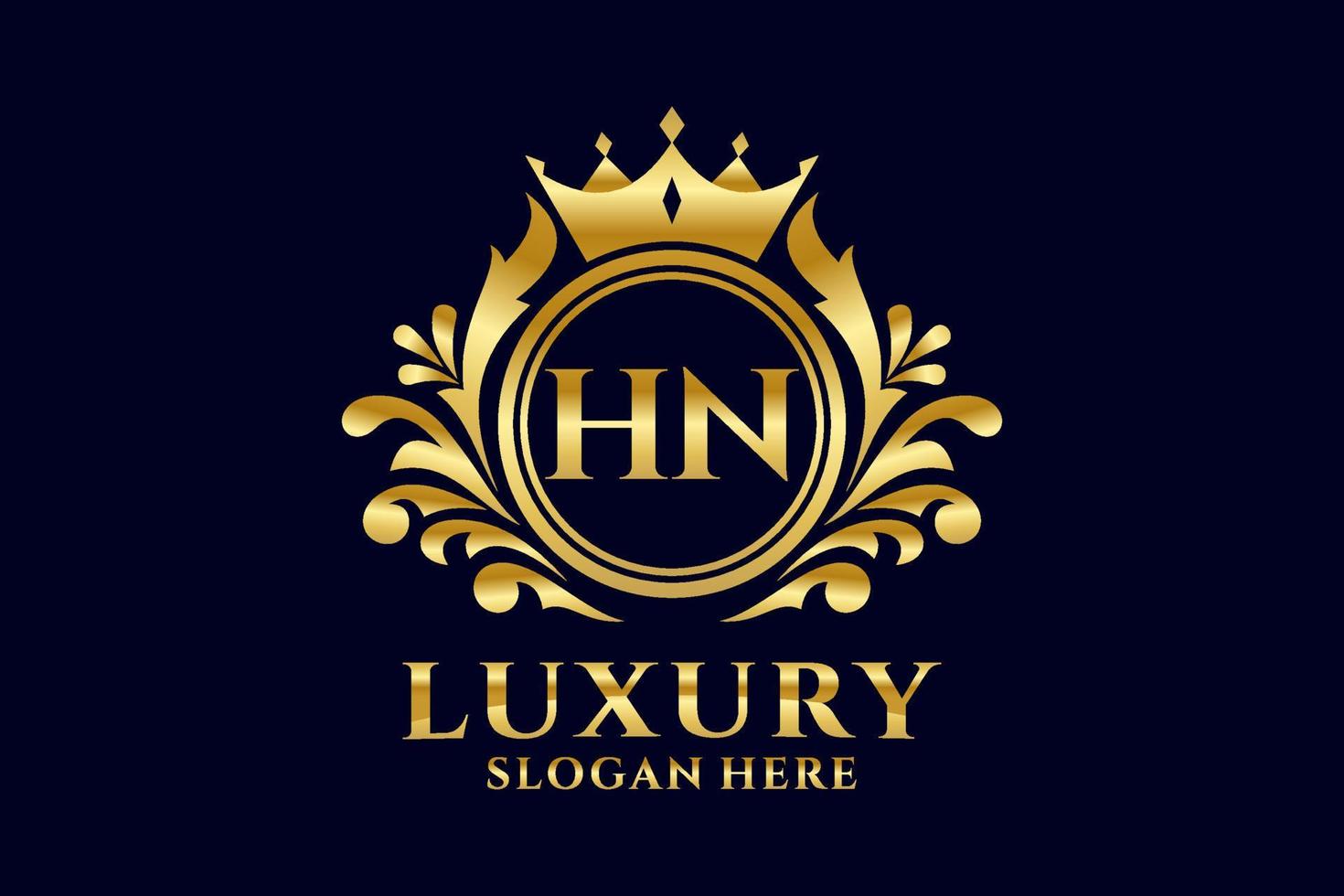 Initial HN Letter Royal Luxury Logo template in vector art for luxurious branding projects and other vector illustration.